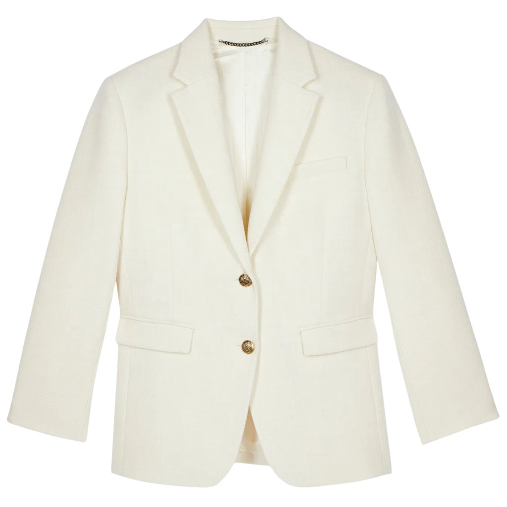 Nwt The Kooples Cream Wool-Cotton Tailored Jacket $615 Size 38 (Fr), Us 6